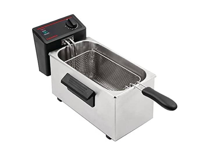 Caterlite 2kW-Edelstahl-Einzelbehälter-Elektrofritteuse 3,5 Liter, inkl. Deckel, Temperaturbereich 130°C bis 190°C, leicht zu reinigen, leichte Fritteuse, GG198