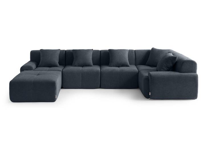MILYSOFA SOFAMOUS 5-Sitzer modulares Ecksofa mit Chaiselongue, melierter blaugrauer Stoff