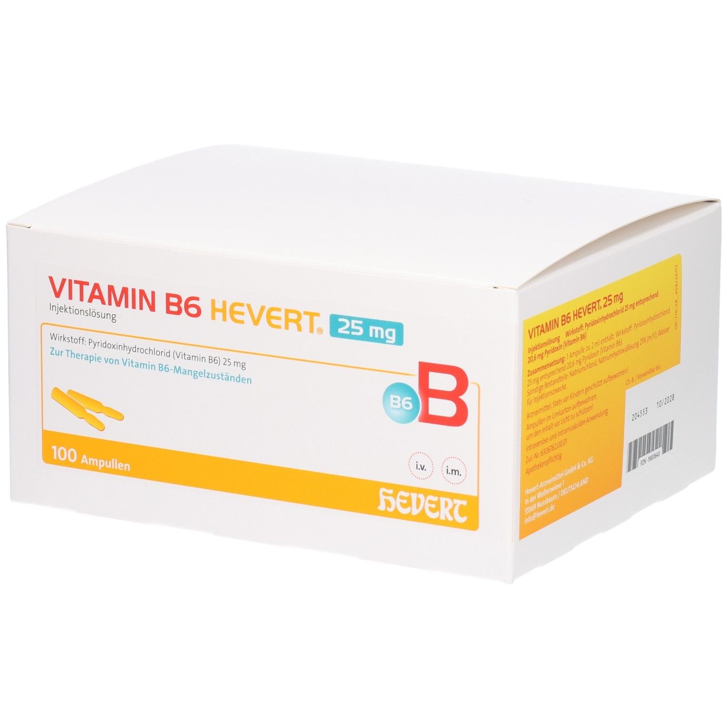 Vitamin B6 Hevert 25 mg Injektionslösung Amp. 100x2 ml
