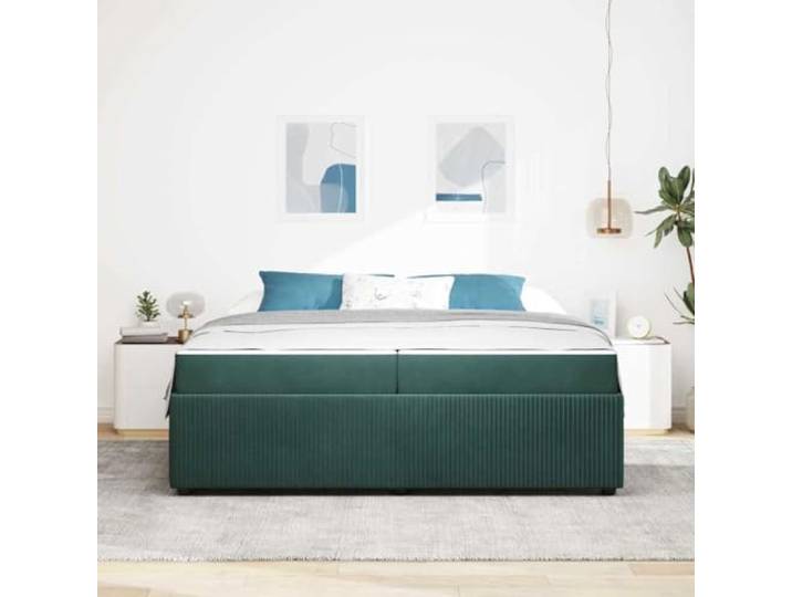 KTHLBRH Doppelbett dunkelgrün 200 x 200 cm Rahmen aus Holz, feste Latten, Taschenfederkernmatratze