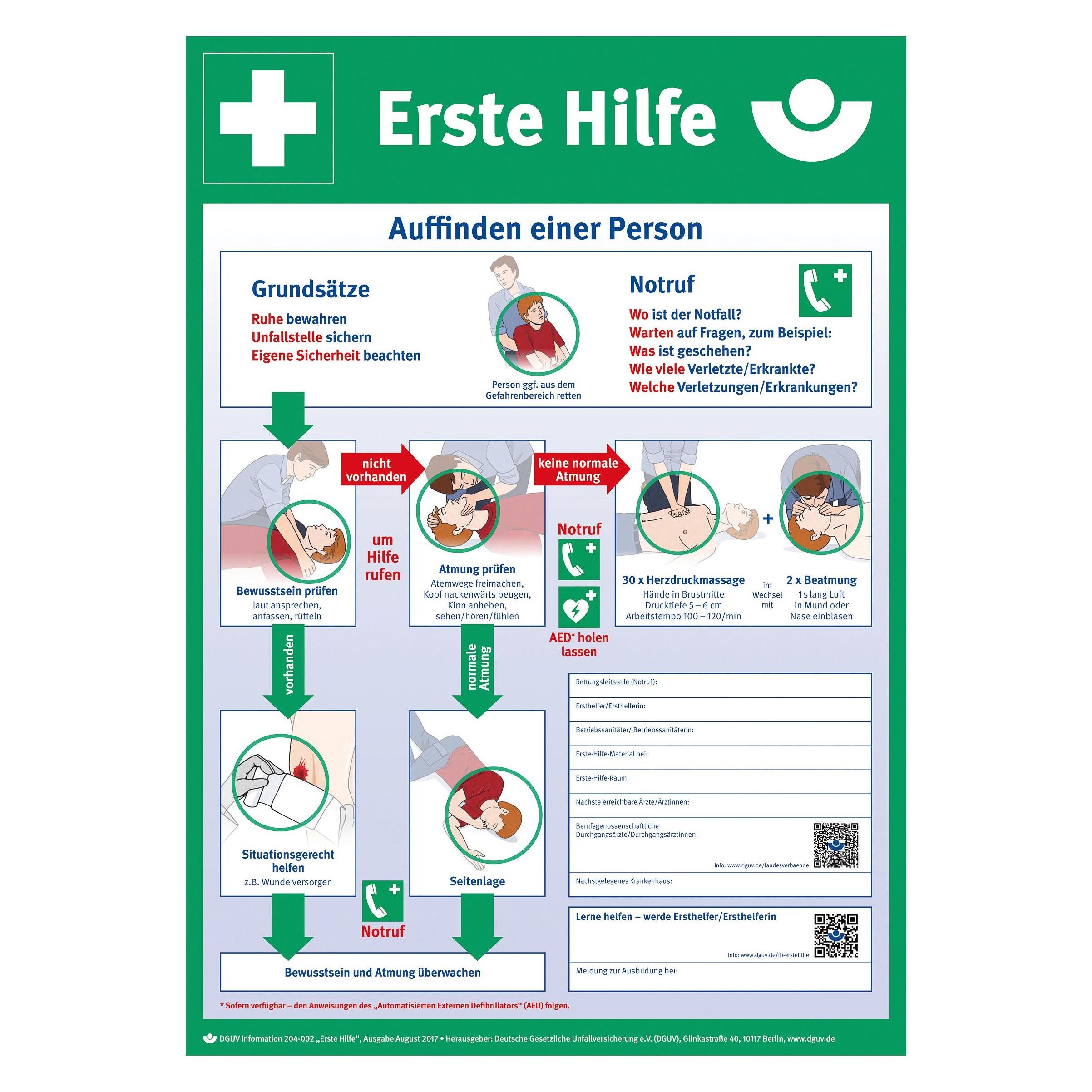Söhngen First Aid Poster, German Language (8001034)