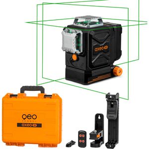 geo-FENNEL Kreuzlinienlaser 533200, axeo 3D, 3 x 360°, grüner Laser, selbstnivellierend, mit Akku & Fernbedienung