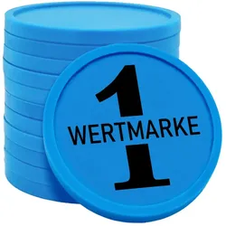 CombiCraft Kunststoff Wertmarken Chips 1 Wertmarke in Blau- 100 Stück - Ø29 mm