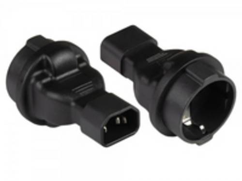 Good Connections Stromadapter Kaltgeräte-Stecker C14 (gerade) an Schutzkontakt-Buchse Typ F (CEE 7/3, gerade), schwar