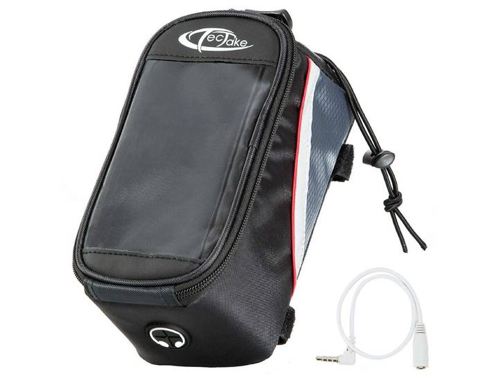 Étui a vélo pour cadre de vélo, Imperméable - 20,5 x 10 x 10,5 cm, gris/noir/rouge