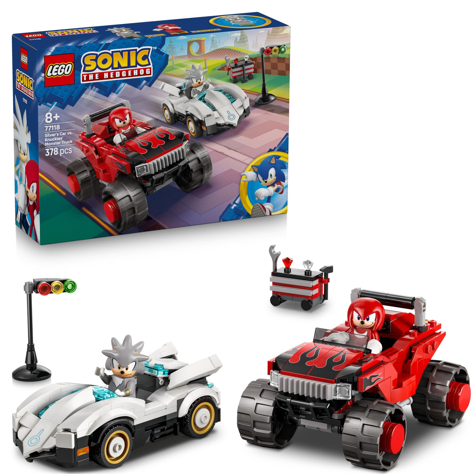 LEGO Sonic the Hedgehog Zilver's auto versus Knuckles' vrachtwagen 77118