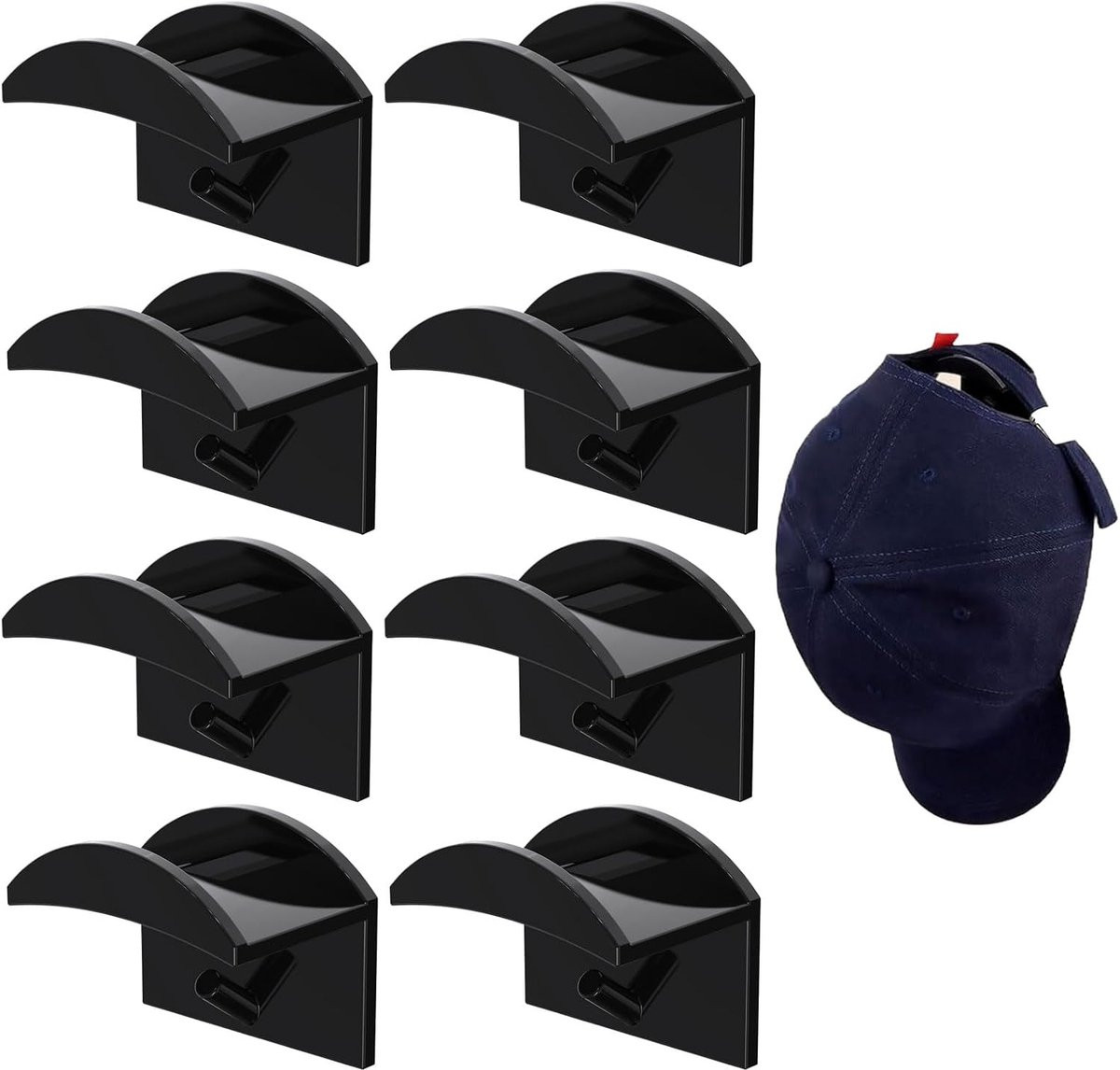 Set van 8 zelfklevende muurhouders voor hoeden en accessoires