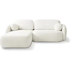 ECKSOFA AMICO L-S Creme Geflochtener Stoff mit Schlaffunktion