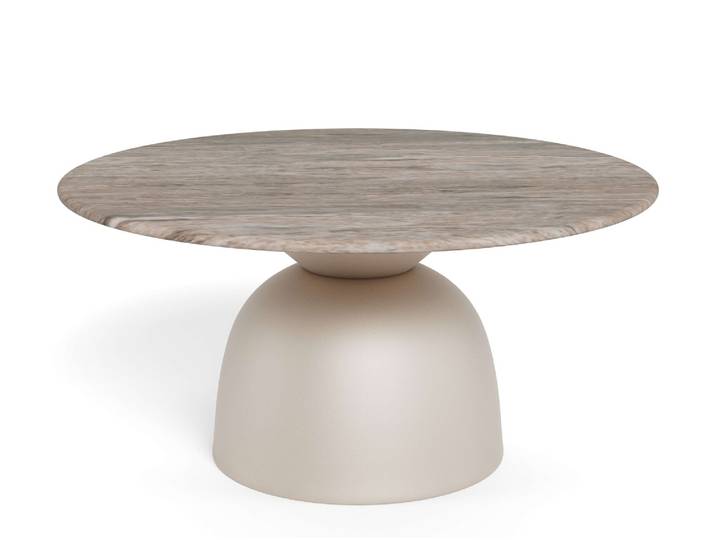 Couchtisch ACTONA GROUP Ferrol Beistelltisch– stilvoll & modern mit eleganter Marmorplatte , beige (grau toronto, grau, grau toronto), B:80cm H:42cm T:80cm, Tische, Couchtisch, Rund. Grauer Toronto Marmor, raues Stahlgestell, grau. Ø: 80 cm