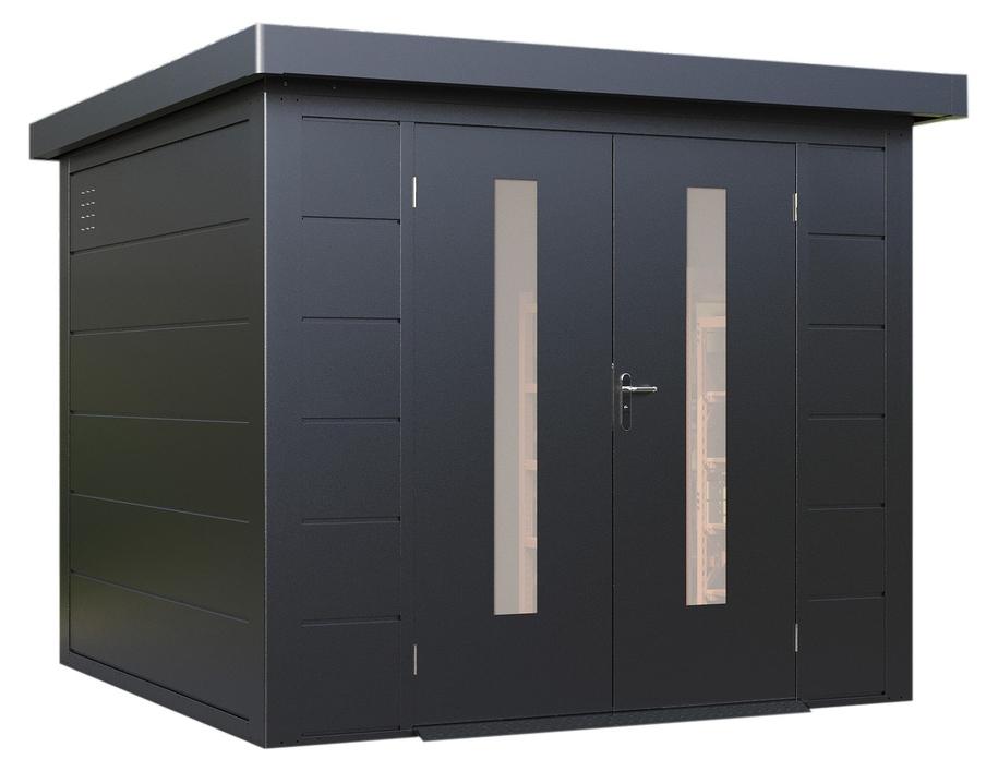 Finnhaus Wolff Metall-Gerätehaus "Eirik 2424" anthrazit 240 x 240 cm