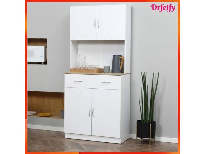 Buffet haut cuisine - AKOZON - 12414 - 4 portes - 1 tiroir - 80x40x180 cm