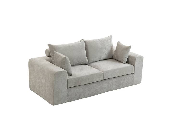 Orvane Schlafsofa 2-Sitzer Sofa 210 cm, Chenille, montagefrei, mit Kissen, Wohnzimmer, Chenille-Bezug, Schaumstoffpolsterung, montagefrei, vakuumkomprimiert