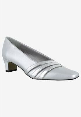 Women's Entice Pump by Easy Street in Silver Satin (Size 7 1/2 M)