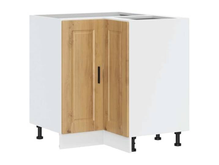 fsahslih Küchen-Eckunterschrank Porto Artisan-Eiche Holzwerkstoff Kompakter Eckschrank für die Küche mit verstellbaren Füßen, viel Stauraum für Geschirr und pflegeleichter Oberfläche.