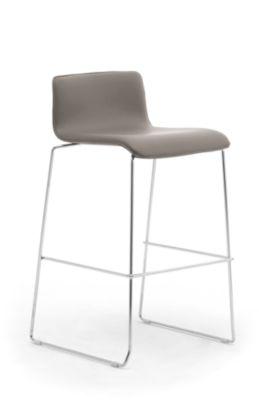 Barhocker Zerosedici, stapelbar, Gestell chrom, Bezug grau, 2 Stück