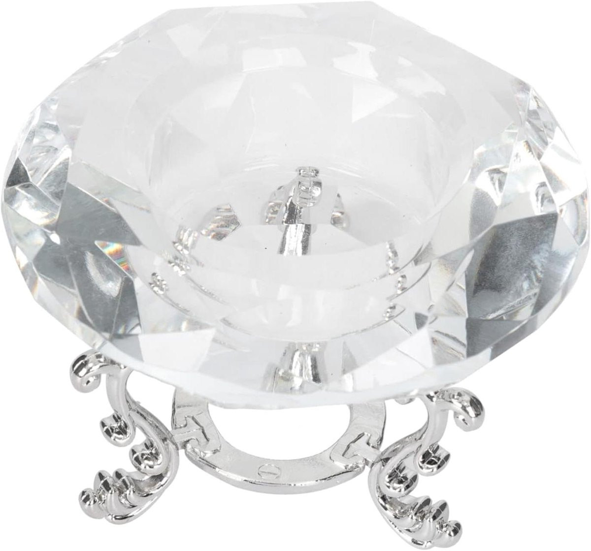 Elegante Glazen Kandelaar in Zilver Transparant - 6 x 6 x 6 cm
