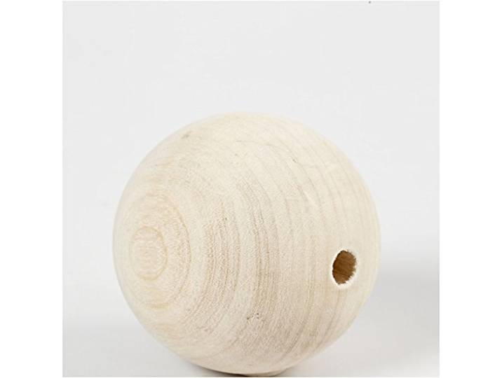 Houten kralen, D: 60 mm, gatmaat 9 mm, grasboom, 3 stuks