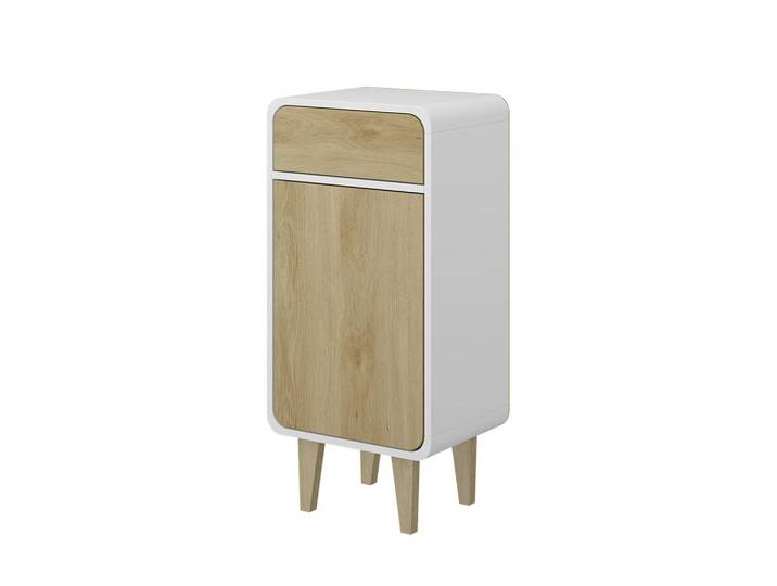 Vicco Midischrank Arla Weiß/Eiche 40 x 81 cm, Weiß, Eichefarben, Rechteckig, 40x81x30 cm, Badezimmer, Badmöbel, Midischränke