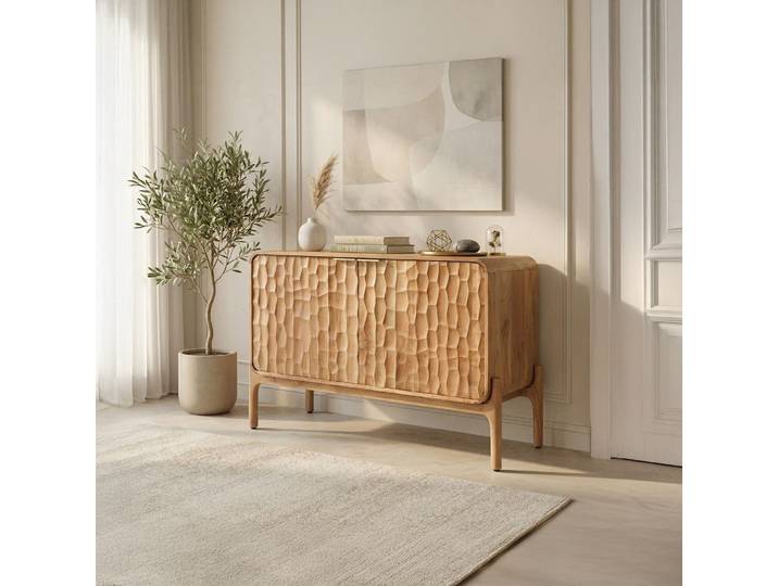 Buffet design en bois massif d'acacia 120 cm - Naoki