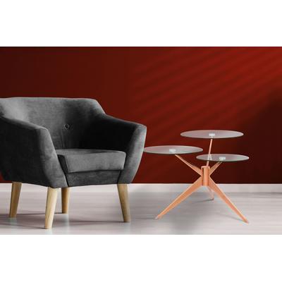 Beistelltisch KAYOOM "Triplet, moderner, drei Tischplatten in versetzter Anordnung", rosa (rosé), B:75cm H:46cm T:75cm, Metall, Glas, Tische, Beistelltisch, Drei Tischplatten auf verschiedenen Höhen, Retro-Design