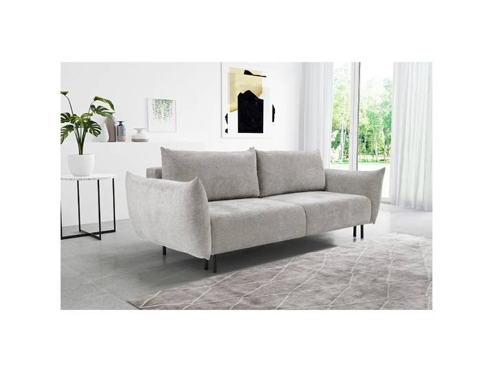 Dreisitziges ausklappbares Sofa Candeiro mit Stauraum, grauer