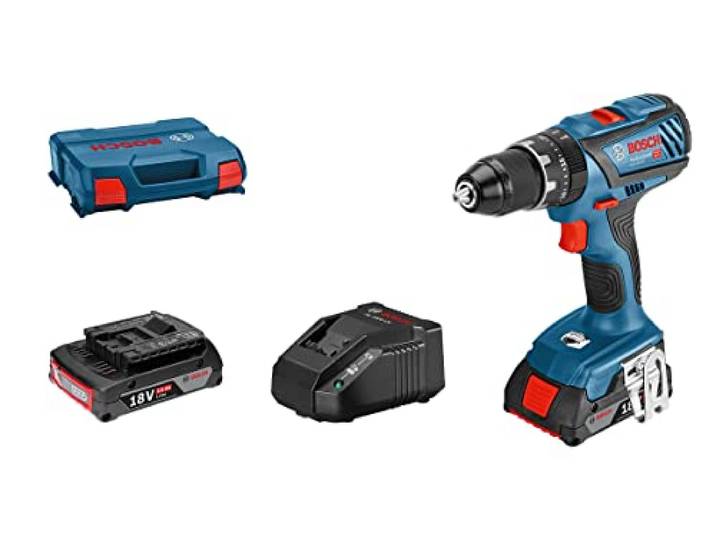 Perceuse a Percussion BOSCH PROFESSIONAL GSB 18V-28 + 2 batteries 2\,0Ah + chargeur GAL 18V-20 + L-Case