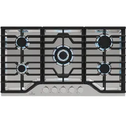 Turbocast Gaskochfeld   304er Edelstahl   5 Brenner   Profi-Gusseisenhalter   Wok-Brenner