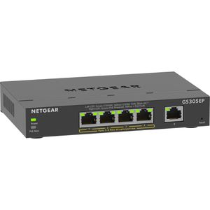 Netgear Switch Plus, GS305EP-100PES, managed, 5-Port, 1 Gbit/s, 4x PoE+