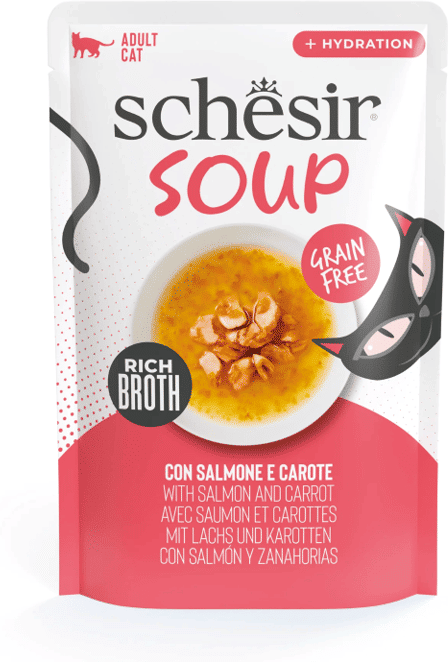 Schesir Cat Soup Pouch Salmão e Cenouras 12 uds x 40g