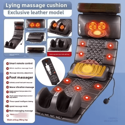 Inspire Picks European Standard Full Body Massage Mattress With Wave Vibration & Pressure Point Pillow 5 In 1 leather B New au