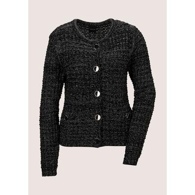 Strickjacke MADELEINE "Strickjacke Grobstrick-Cardigan mit Glanzgarn", Damen, Gr. 48, schwarz, silberfarben, Strickjacken Strickjacke