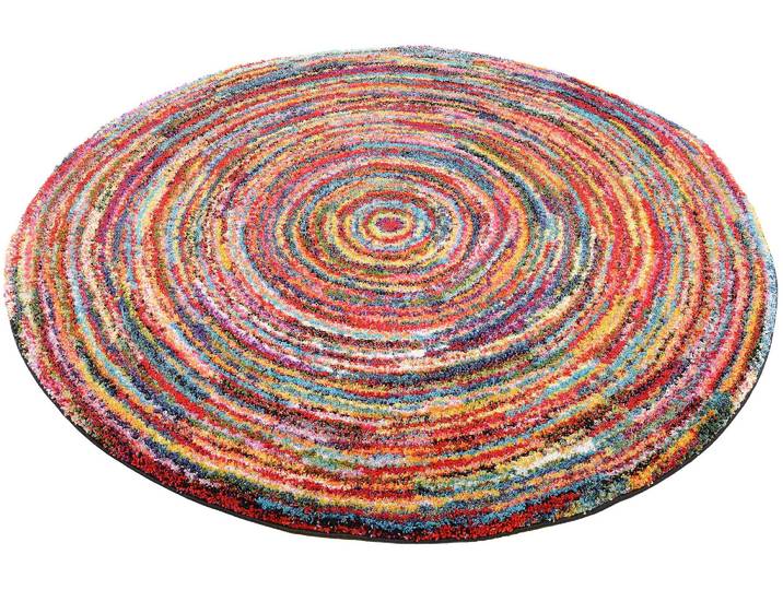 Hochflor-Teppich OCI DIE TEPPICHMARKE Sixteen Round , bunt (multi), H:25mm Ø:200cm, Kunstfaser, Teppiche, Hochflor-Teppich, Langflor, Shaggy, modernes Design, Wohnzimmer, Kinderzimmer