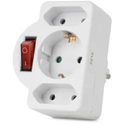 Entac Stromadapter 3 Steckdosen (1 geerdet, 2 Euro) mit Schalter