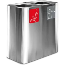 Stil Casa PURE Abfallsammelsystem, rostfreier Stahl, 77x38xh. 80 cm, 200 Liter, satinierte Aluminiumoberfläche, satiniert.