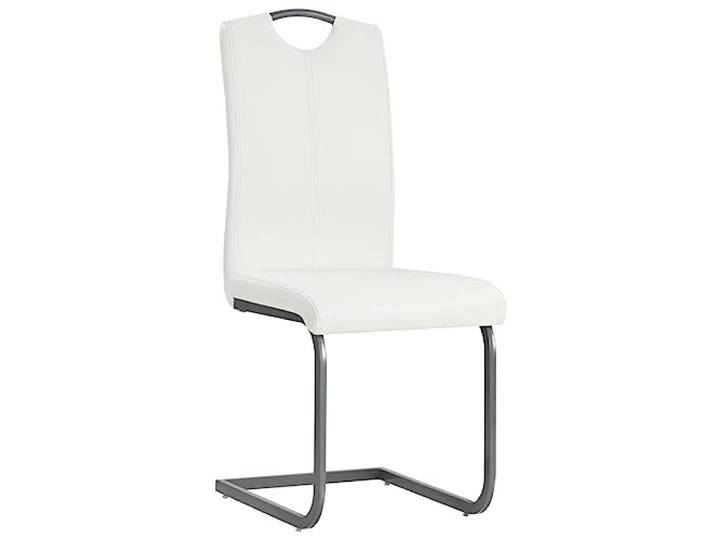 NKOPPFG Freischwinger 6 STK. Weiß Kunstleder Stahlgestell Schaumstoffpolsterung,Stahlgestell,110kgproSitz,einfacherAufbau,modernesDesign