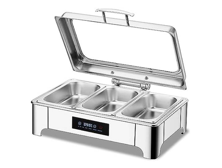 VFDZ 9L Chafing Dish Elektrisch mit Intelligente Berührung (1/3) Buffetwärmer Speisenwärmer Elektrisch, Wärmebehälter für Speisen, Hochwertige Hydraulische Welle, Visuelles Glasfenster