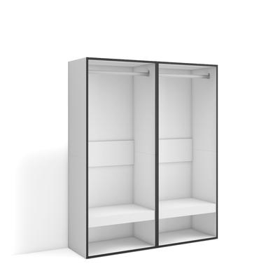 SKRAUT HOME Offener Kleiderschrank, Kleiderbügel mit Einlegeböden, 120x35x145 cm, Schlafzimmer, Kleidung, Schuhe, Moderner Stil, Weiß - 438_3