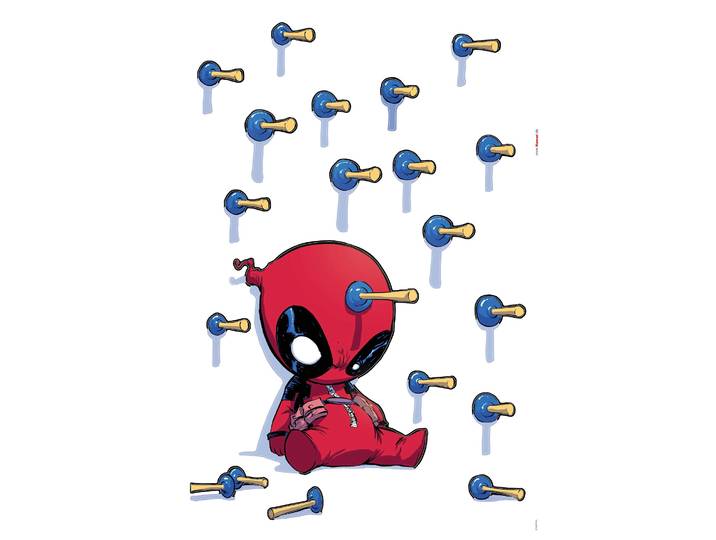 Wandtattoo KOMAR Deadpool Shootout - Größe 50 x 70 cm , bunt (rot, schwarz, blau), B:50cm H:70cm, Folie, Wandtattoos, Wandtattoo, selbstklebend, Wandsticker, Kinderzimmer