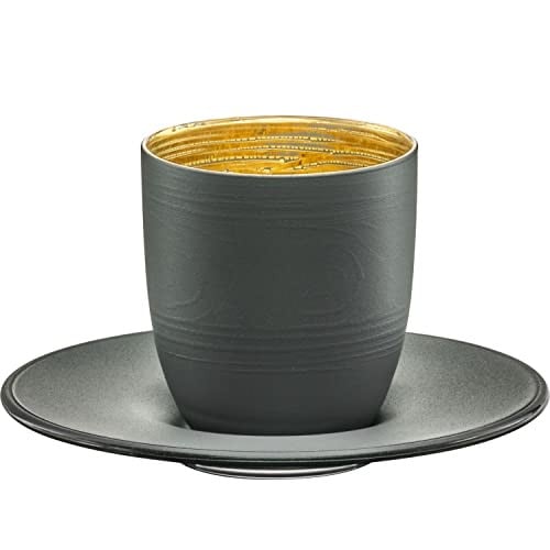 Eisch Cosmo espressobeker met onderzetter grijs-goud