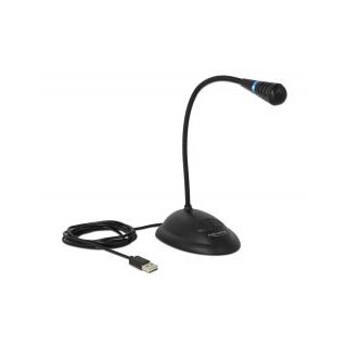 Delock USB Schwanenhals Mikrofon m. Standfuß u. Mute + On / Off