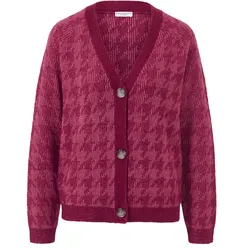 Tchibo - Grobstrick-Cardigan mit Hahnentritt-Jacquard - Damen - Gr. M - rot/jacquard