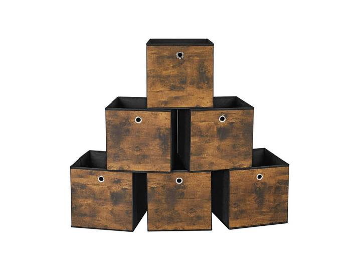 Hansiro Aufbewahrungsbox Vilnius 6Er-Set, Braun, 30x30x30 cm, Ordnen & Aufbewahren, Dekoboxen & Aufbewahrungsboxen