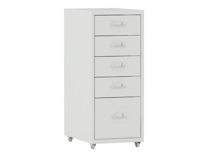 Caisson de bureau - HELLOSHOP26 - 5 tiroirs - Blanc - Métal - À roulettes