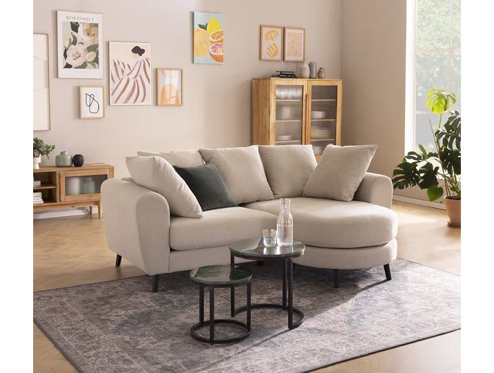 Marmor-Couchtisch-Set AQATTA 2-teilig Ø 45cm Grün/Dunkelgrün