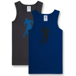 Sanetta Jungen Shirts 2er Pack - Unterwäsche, Unterhemden, Baumwolle, Fußball Blau/Grau / 116
