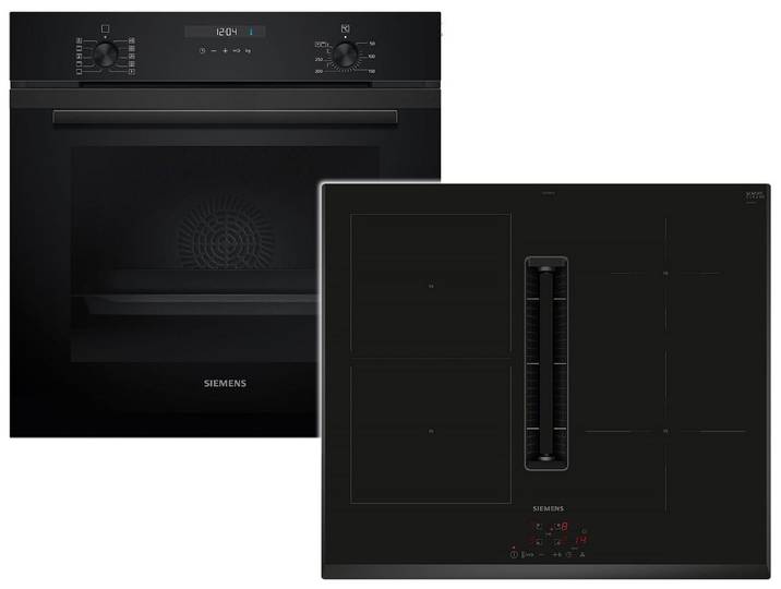 SIEMENS Backofen-Set, mit Teleskopauszug nachrüstbar, Reinigung mit Wasser / Dampf, Powerboost-Funktion, Timer