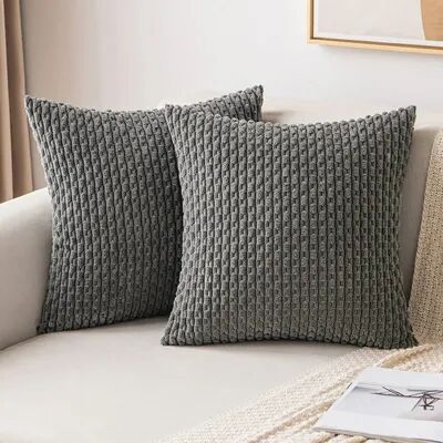 Perfect Picks Market "Burnt Orange Corduroy Striped Cushion Covers For Farmhouse Sofa & Living Room Decor gray 17.72"" 17.72"" Inches"