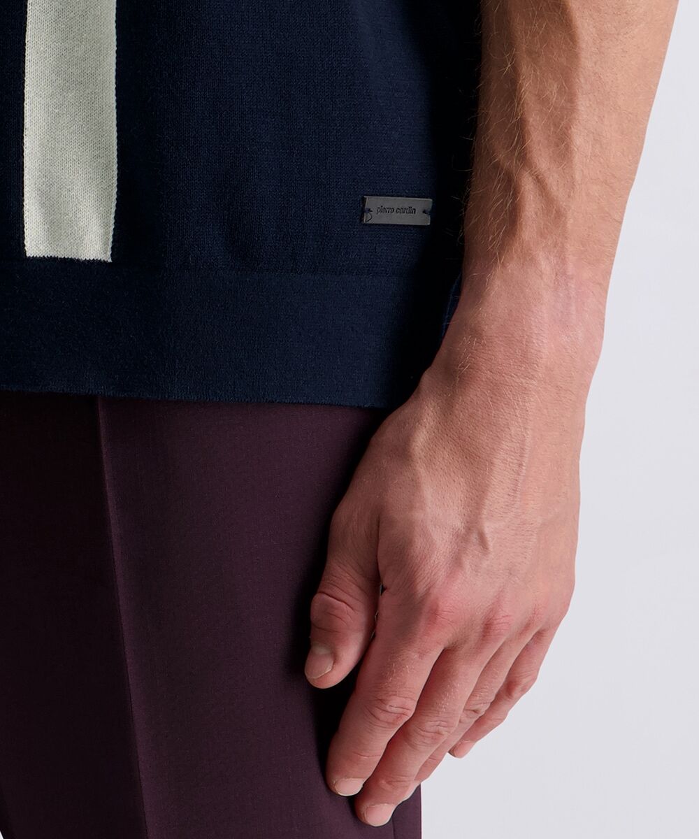Poloshirt PIERRE CARDIN, Herren, Gr. XL, blau (salute), Feinstrick, Obermaterial: 75% Baumwolle, 25% Polyamid, gestreift, normal, Shirts Poloshirt, mit durchgehender Knopfleiste salute XL