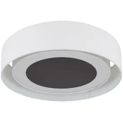 LED Deckenleuchte Deckenleuchten Wohnzimmer Deckenlampe in runder Form weiß, Stoffschirm beige schwarz, 1x LED 16W 710Lm warmweiß, D 45 cm