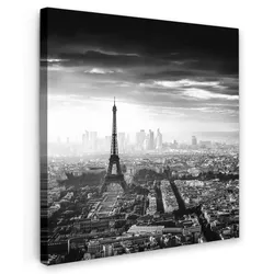 LEINWANDBILD Paris - Skyline - Eiffelturm - Stadt - Wolken Deko Wohnzimmer 20x20 cm